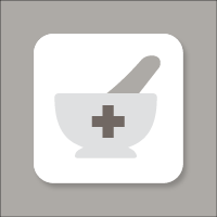 Mortar and pestle with doctor symbol